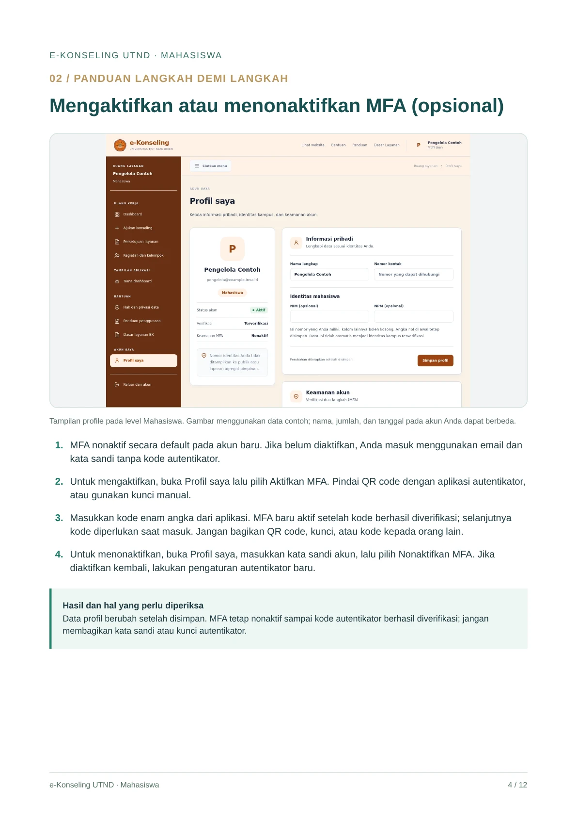 Mengaktifkan atau menonaktifkan MFA (opsional)