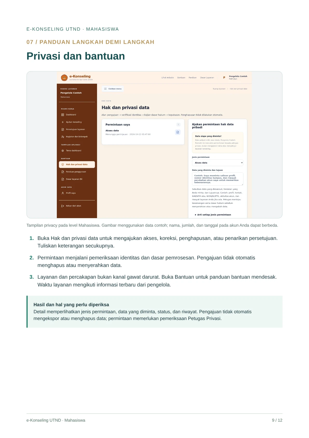 Privasi dan bantuan