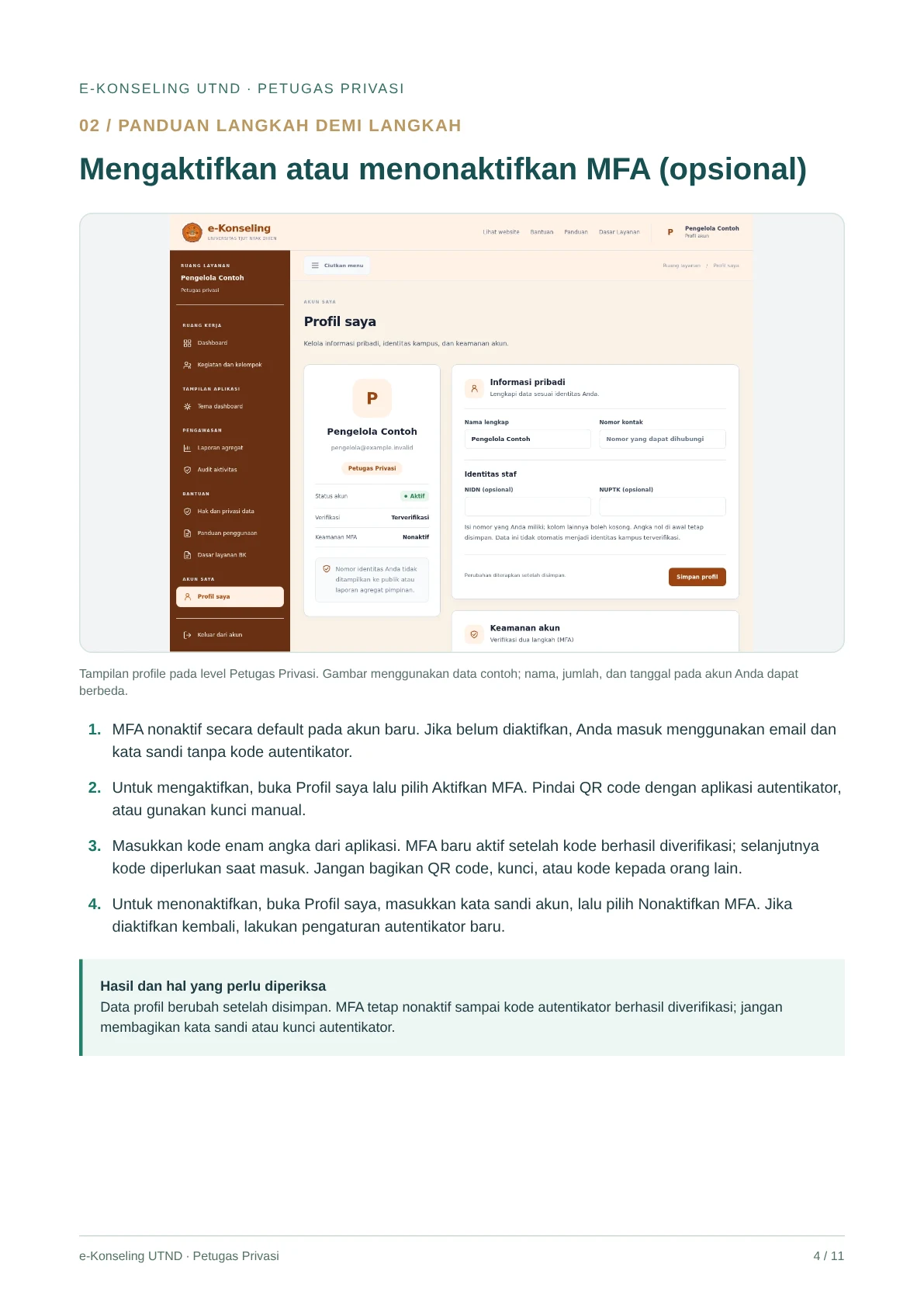 Mengaktifkan atau menonaktifkan MFA (opsional)