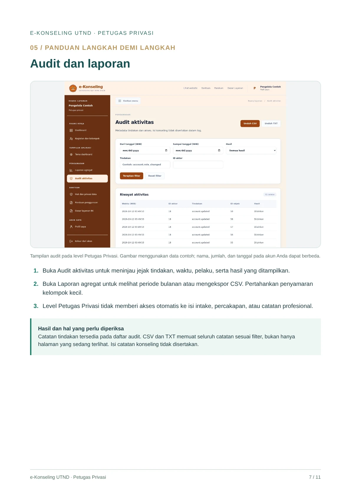 Audit dan laporan