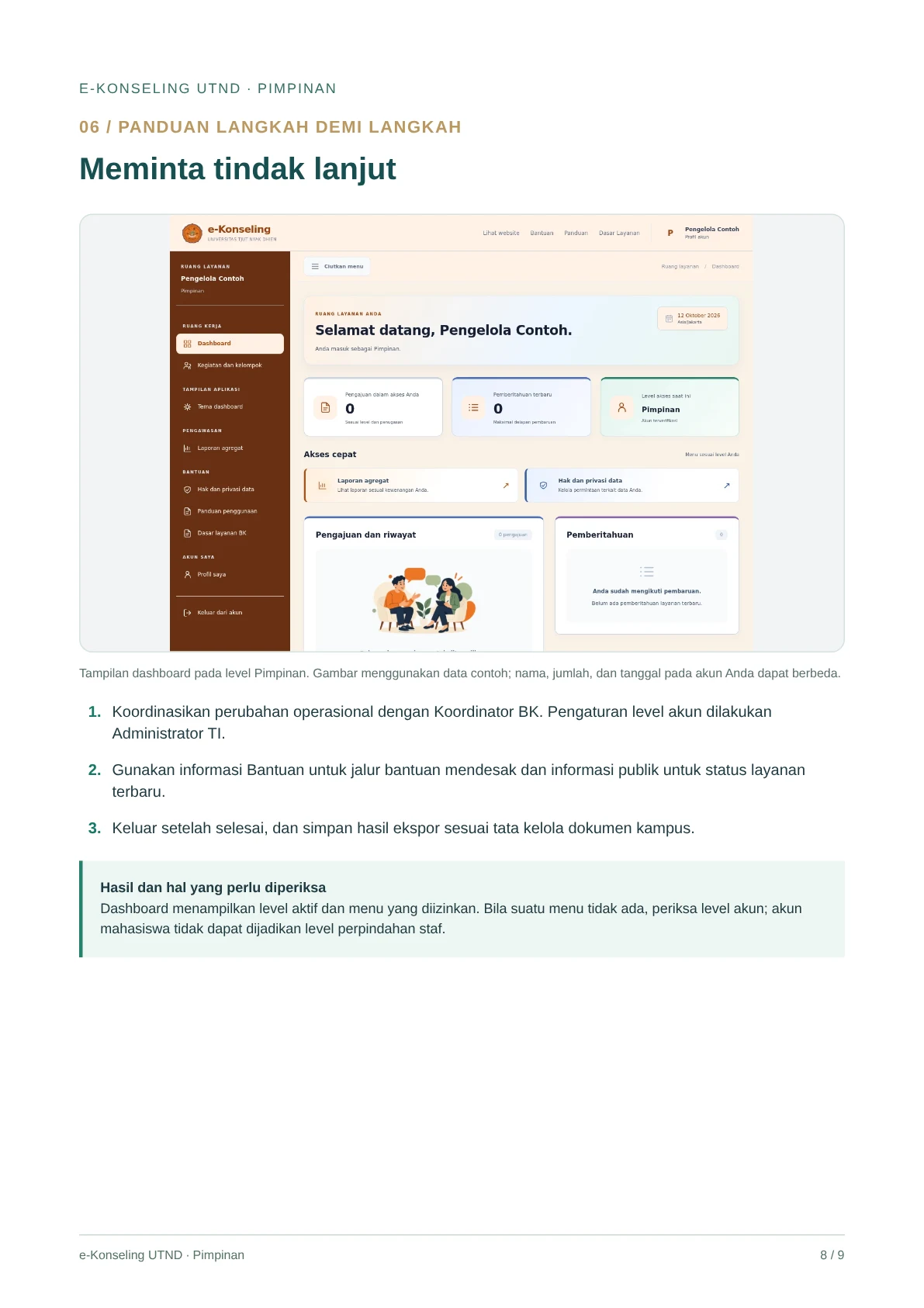 Meminta tindak lanjut